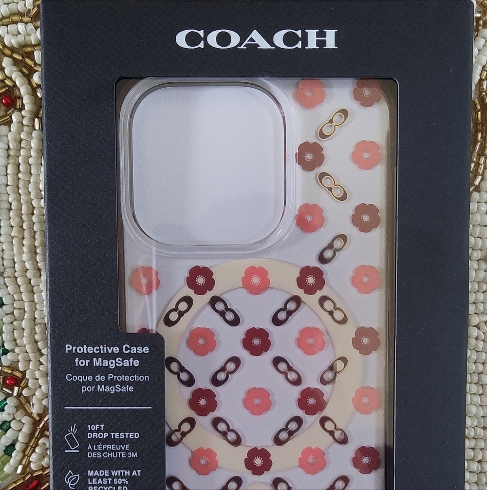 Coach Floral MagSafe Case - Cream and Red